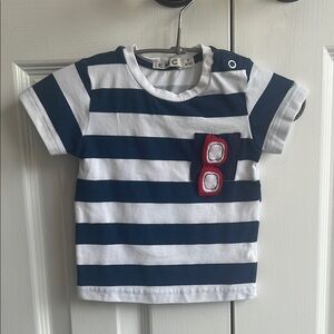 EUC Striped Tee w Pocket & Mock Sunglasses 🚭